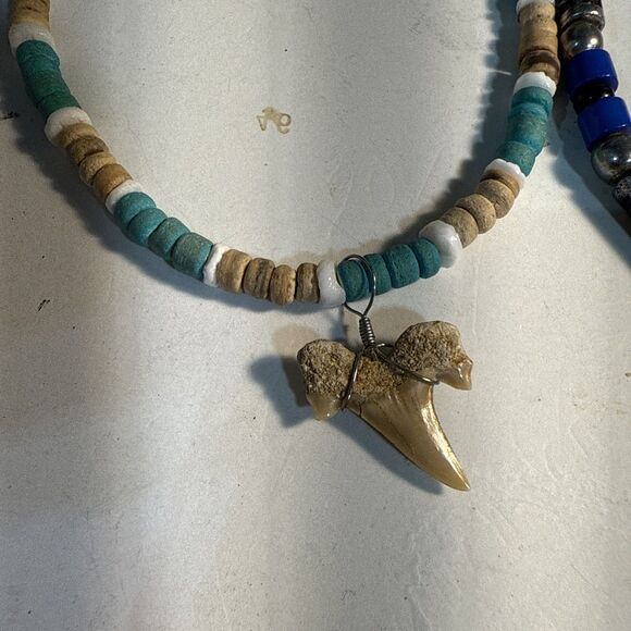 Shark Tooth Pendant Beaded Necklaces Bundle Of Three (3) 1@18” 2@16” Used Fair - Picture 7 of 12